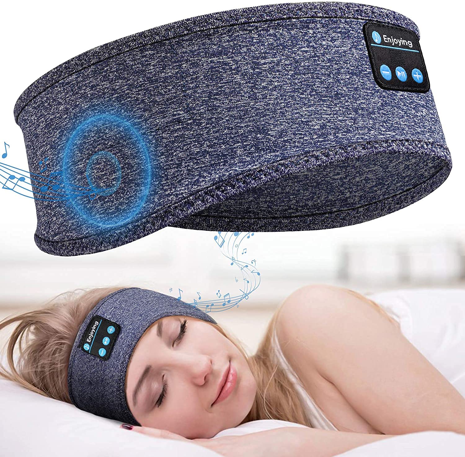 Kivian Wireless Bluetooth Eye Mask for Sleeping, Workout, Jogging, Yoga, Air Travel, Meditation (Grey)