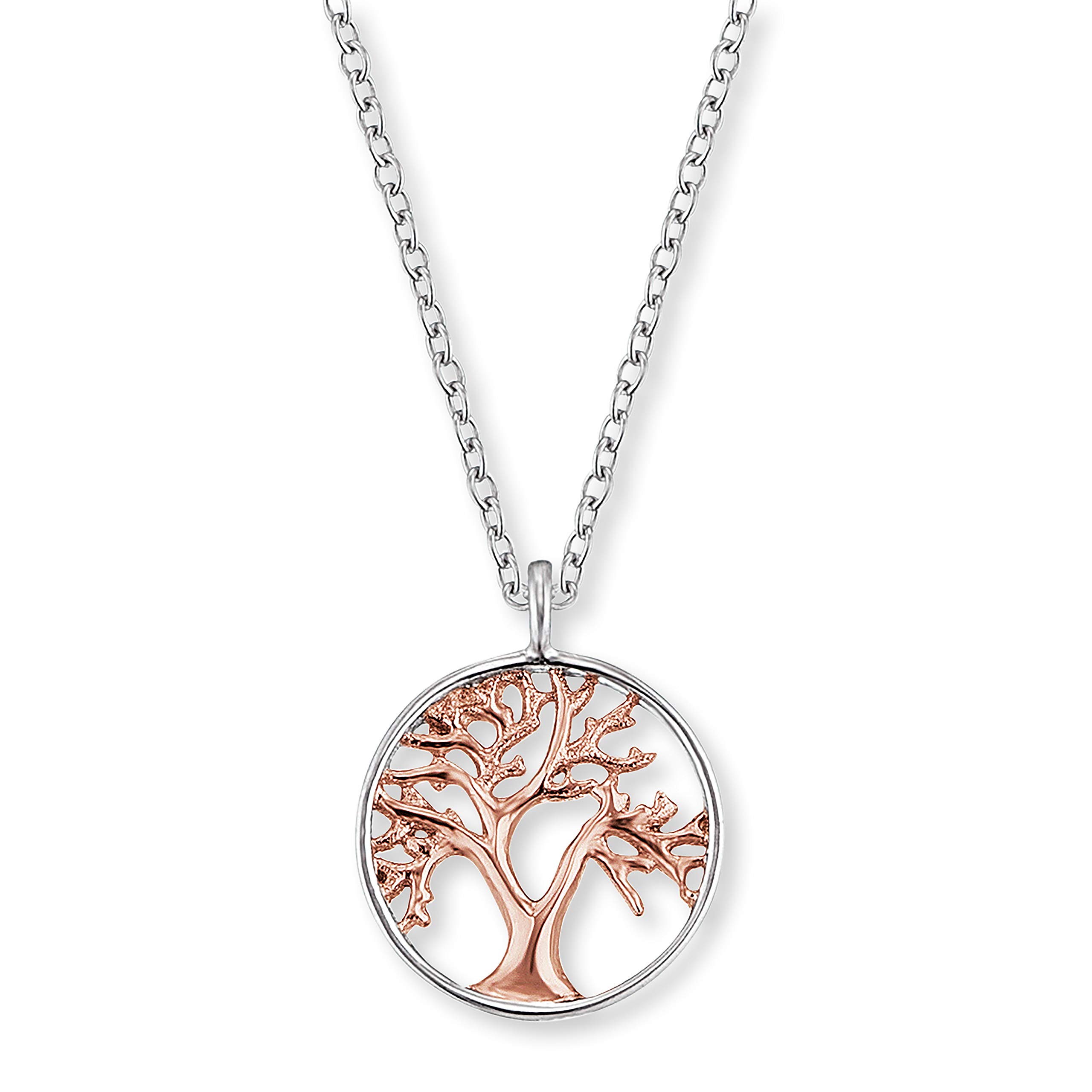 Engelsrufer - Damen Silber Halskette mit Lebensbaum Anhänger in rosegold, Bicolor Kette mit Kettenanhänger Baum des Lebens, zierliche Damenkette aus 925 Sterlingsilber
