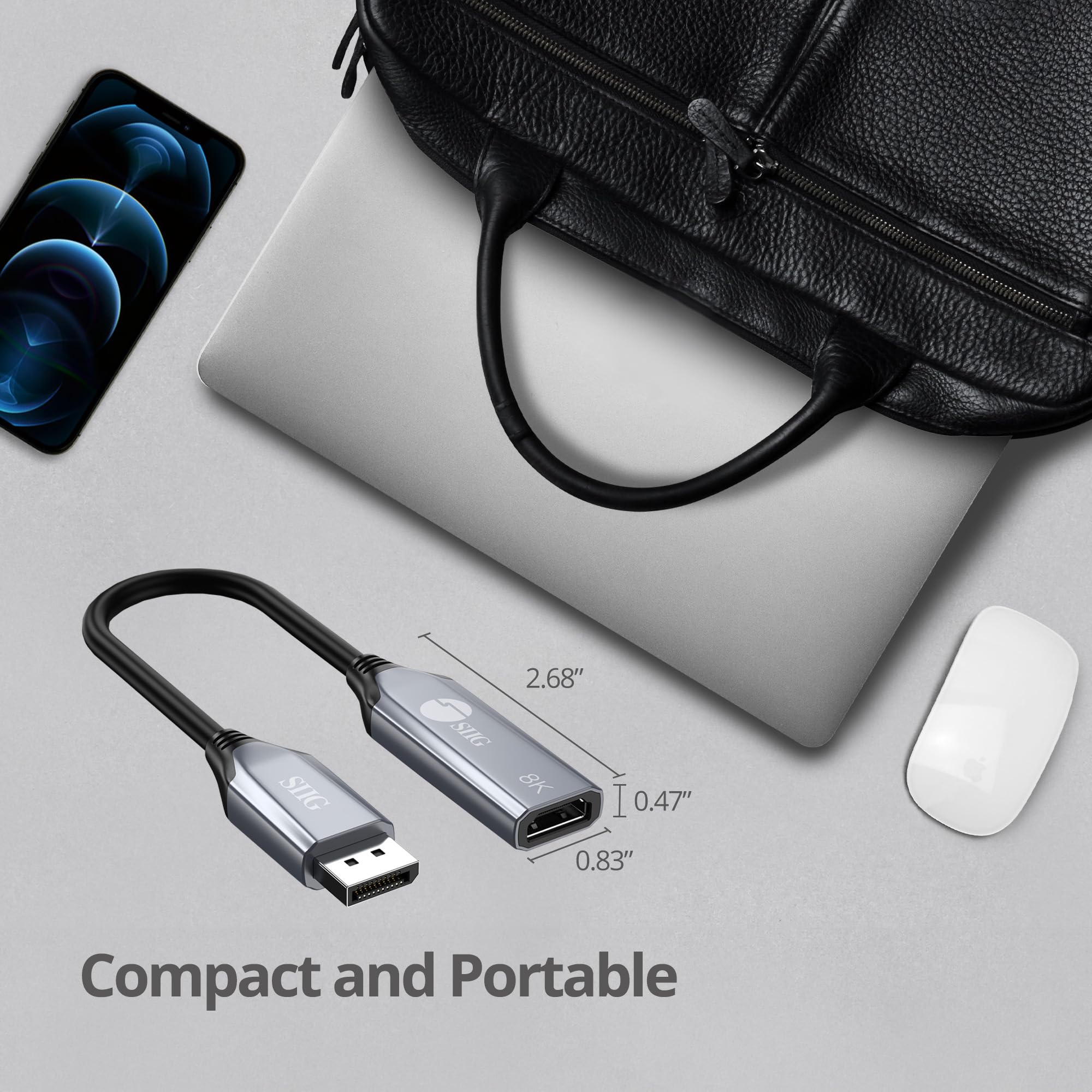 SIIG Adattatore attivo DisplayPort a HDMI 8K, ingresso video DP 1.4 a uscita HDMI, unidirezionale, supporta 8K 60Hz e 4K 144Hz con HDR e DSC, DP a HDMI Monitor Cable Adapter (CB-DP2611-S2)