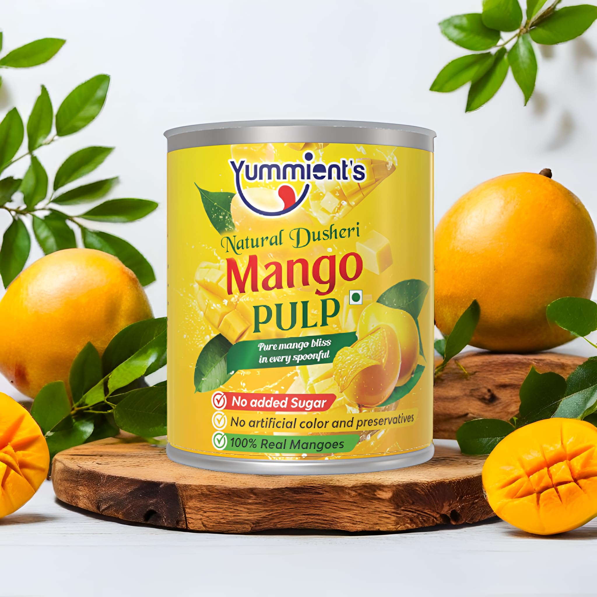 Yummients Pure Mango Pulp Unsweetened – 1.6kg (800g x 2 Cans) | No Added Sugar | 100% Natural Alphonso/Kesar Mango Puree | Ideal for Aamras, Juices & Desserts - Image 4 thumbnail