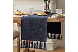 Navy Table Runner 72 Inches Long, Navy Embroidered Table Runner, Burlap Linen...