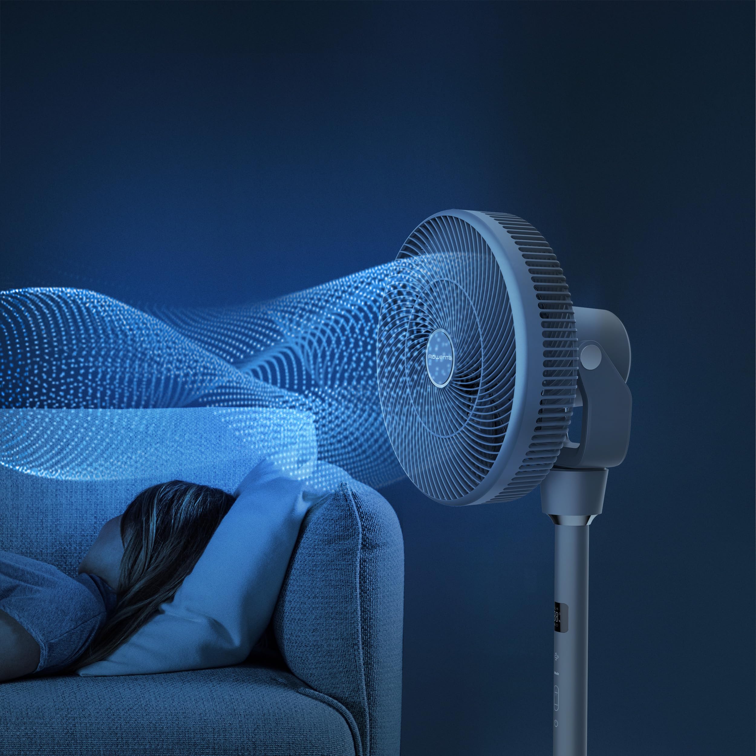 Rowenta Turbo Silence Compact 3D Multiflow, Standventilator, 19 dB, Reichweite 25 m, multidirektionale Oszillation, 18 Geschwindigkeitsstufen, Nachtmodus, Fernbedienung, QV5041F1