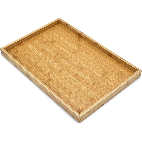 Natural Bamboo Rectangle Serving & Vanity Tray for Laundry Needs (17.75" x 11.8" x 1.2")