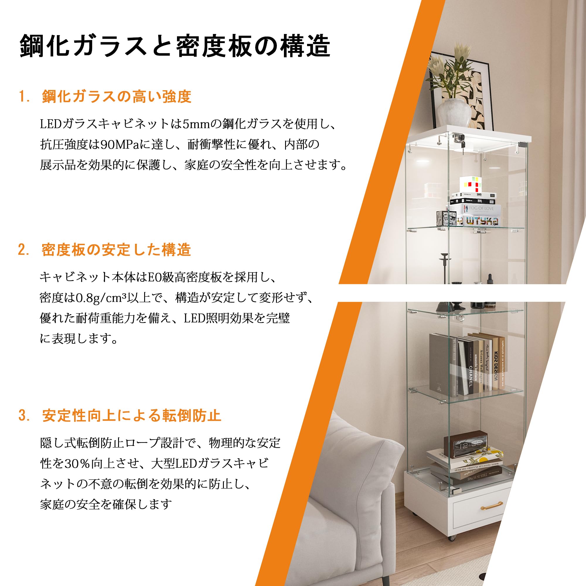 Amazon.co.jp: ガラスケース ショーケース【13色調光・LED照明】5mm