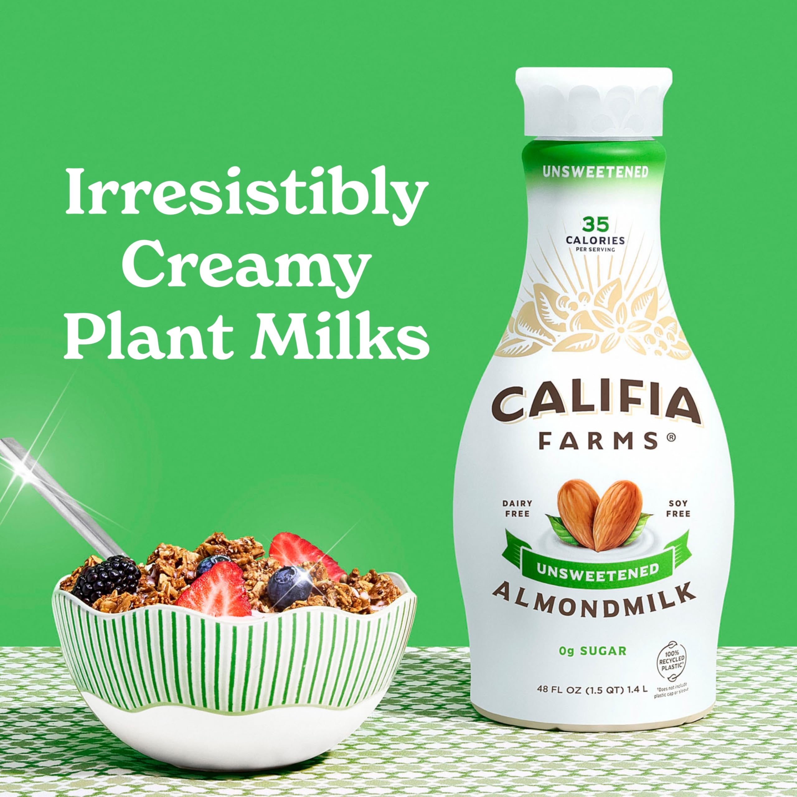 Califia Farms - Unsweetened Almond Milk 48 Oz Dairy Free Vegan Plant Based Keto Vegan Gluten Free Non — view 3