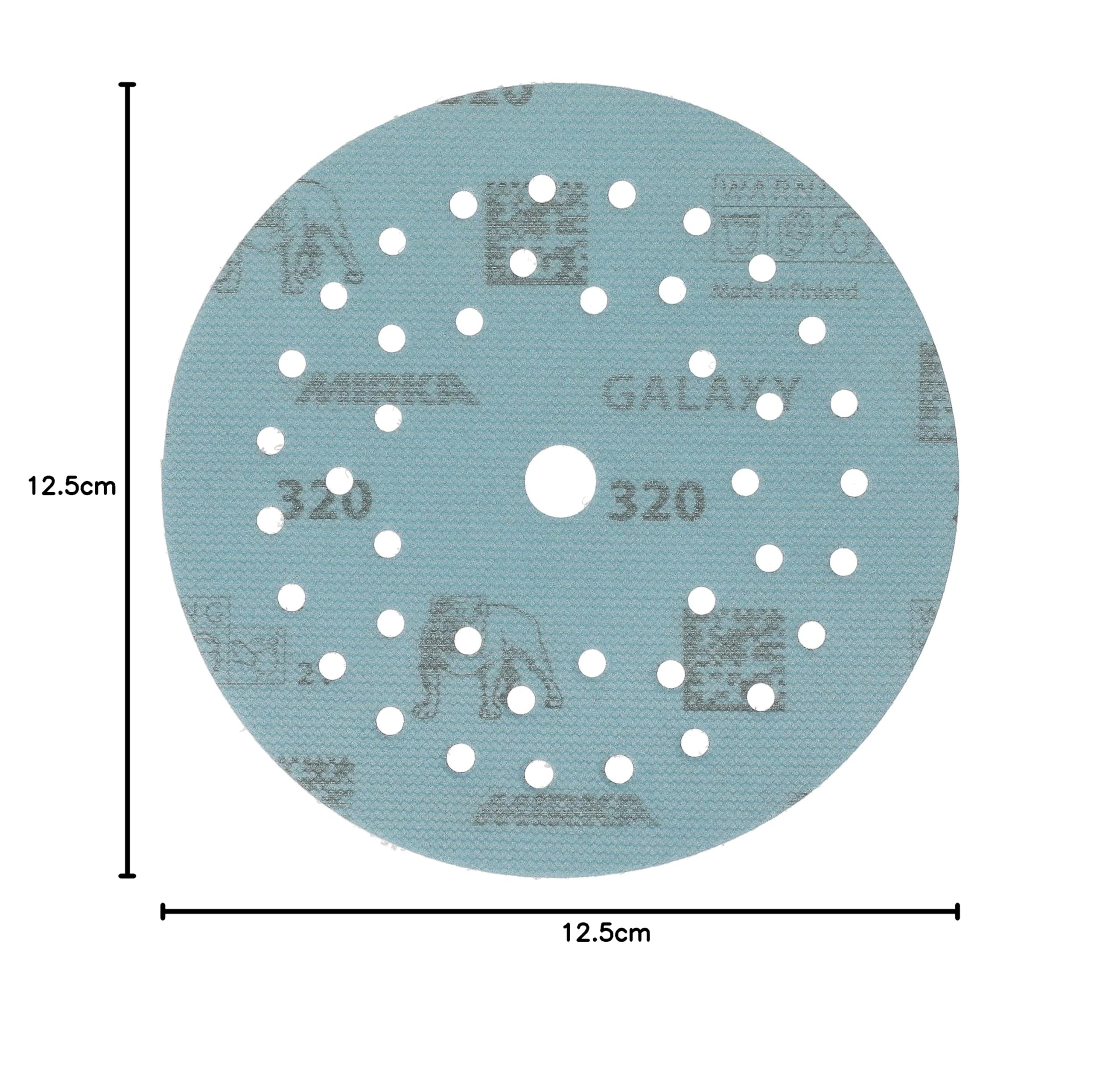 Mirka Galaxy Papier abrasif époxy 125mm autoagrippant grain 320 pour poncer l'époxy, le bois, l'époxy, le rivertable / 50 pcs disques abrasifs