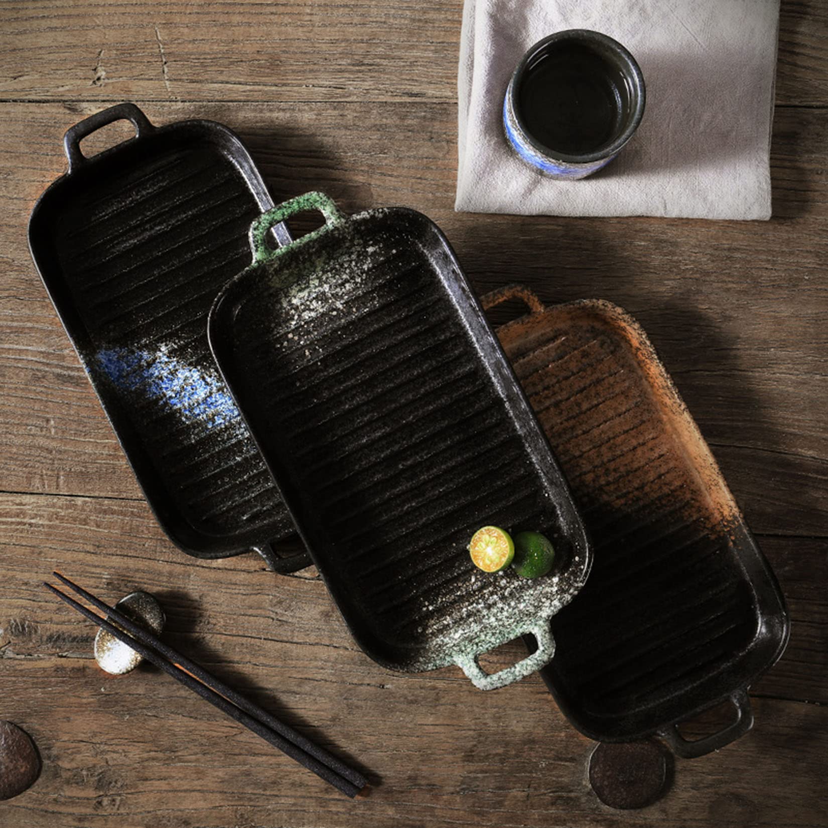 Lot de 2 moules à Tarte rectangulaires Profonds en Porcelaine, Jolis Plats à Tarte en Porcelaine pour la Cuisson de gâteaux et de Repas, Plats à Tarte en Porcelaine