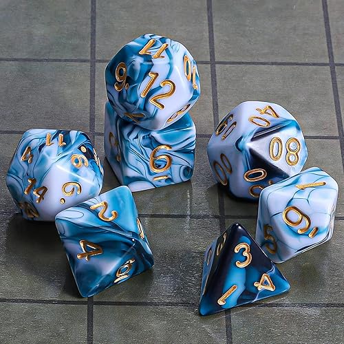 Vista 44 de CiaraQ DND - Juego de dados poliédricos con una bolsa de dados negra para juegos de mesa de rol D&D RPG MTG Rojo mezclado con naranja + purpurina