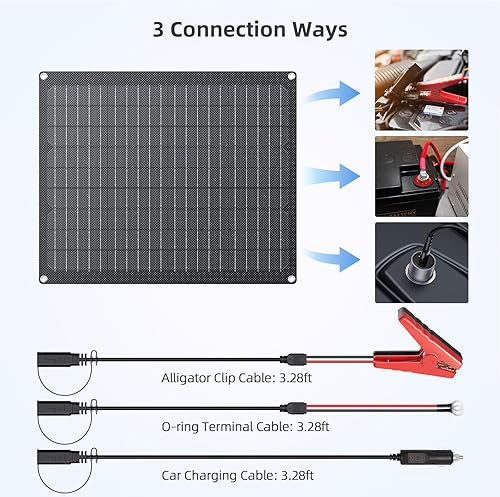 Miniatura 7 de Cargador de batería solar de 40 W y 12 V, 2 unidades de mantenimiento de batería solar de 20 W con controlador de carga inteligente integrado,