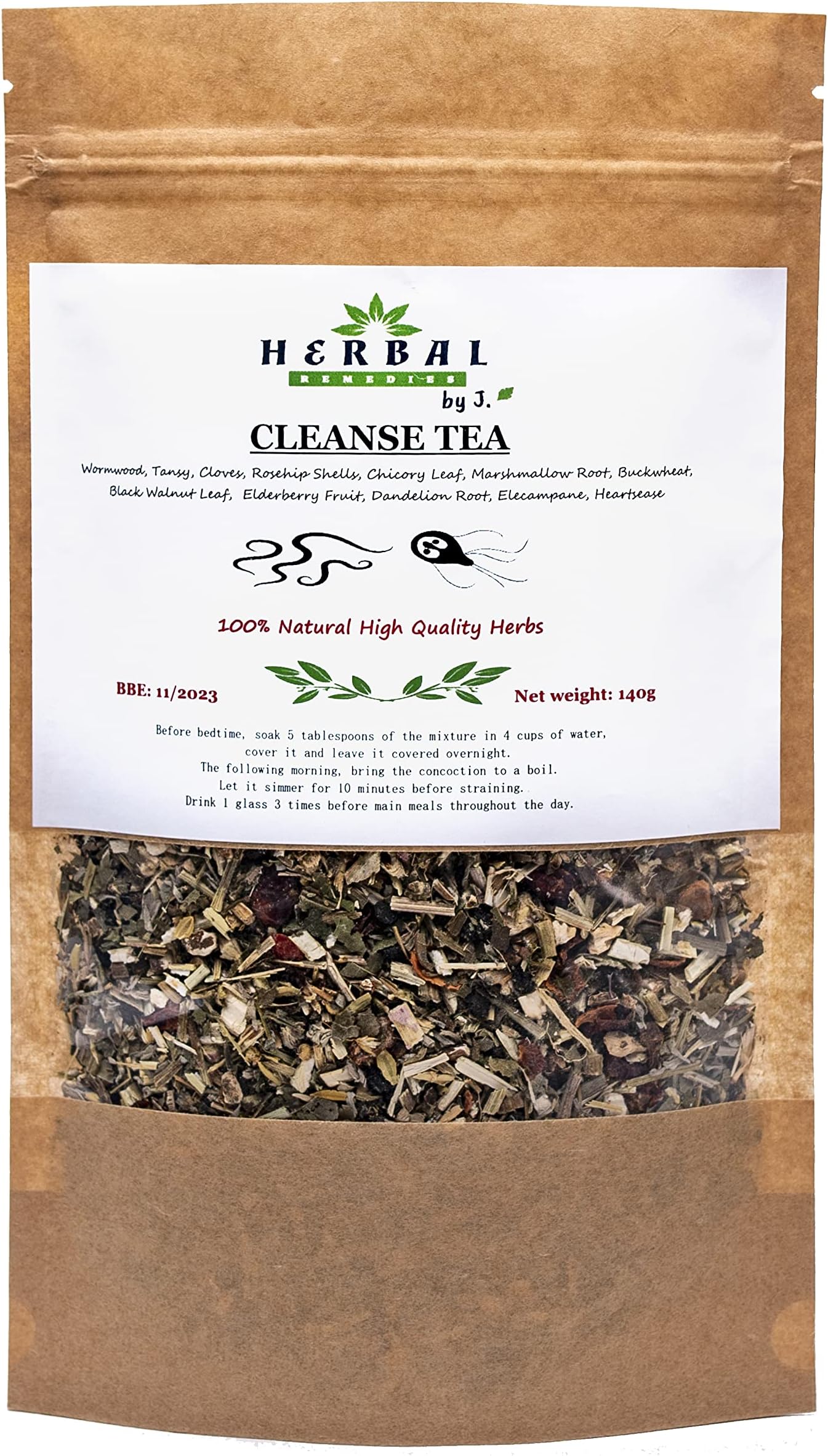 Detox Tea Weight Loss Cleanse Candida Tea Loose Herbal Mix Colon Cleansing Healthy Gut - Herbal Remedies by J. - Candida Relief - Pure Antifungal Herbs