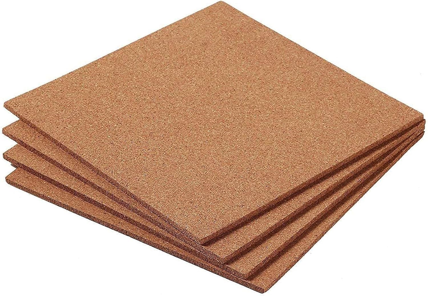 Juvale Cork Board Tiles - 12 x 12 in, 1/4 in Thick, 4-Pack Brown Square - Corkboard for Office & Bulletin Boards for Walls - Crafts, Coasters & Trivets