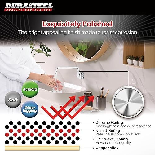 Miniatura 3 de DuraSteel Grifo de cocina comercial montado en la pared con boquilla giratoria de 14 pulgadas, cuerpo y mango de un solo orificio, latón construido