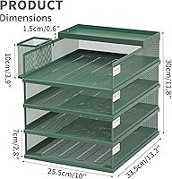 Vista 3 de Stackable Letter Trays, 4 Tier Metal Paper Tray & Desk Organizer, Stackable File Trays for Office & Home, Multi-Functional Document Tray with Fine