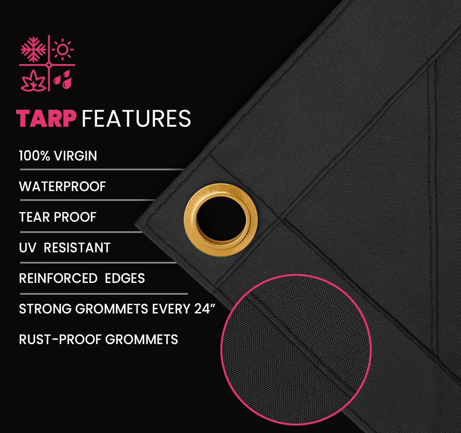 PROTARP Extreme Heavy Duty 20 OZ Water Resistant Canvas Tarp, UV Resistant Tarpaulin Cover with Rustproof Brass Grommets, Multipurpose for Canopy, Roof, Camping, Woodpile (Grey 6'X8')