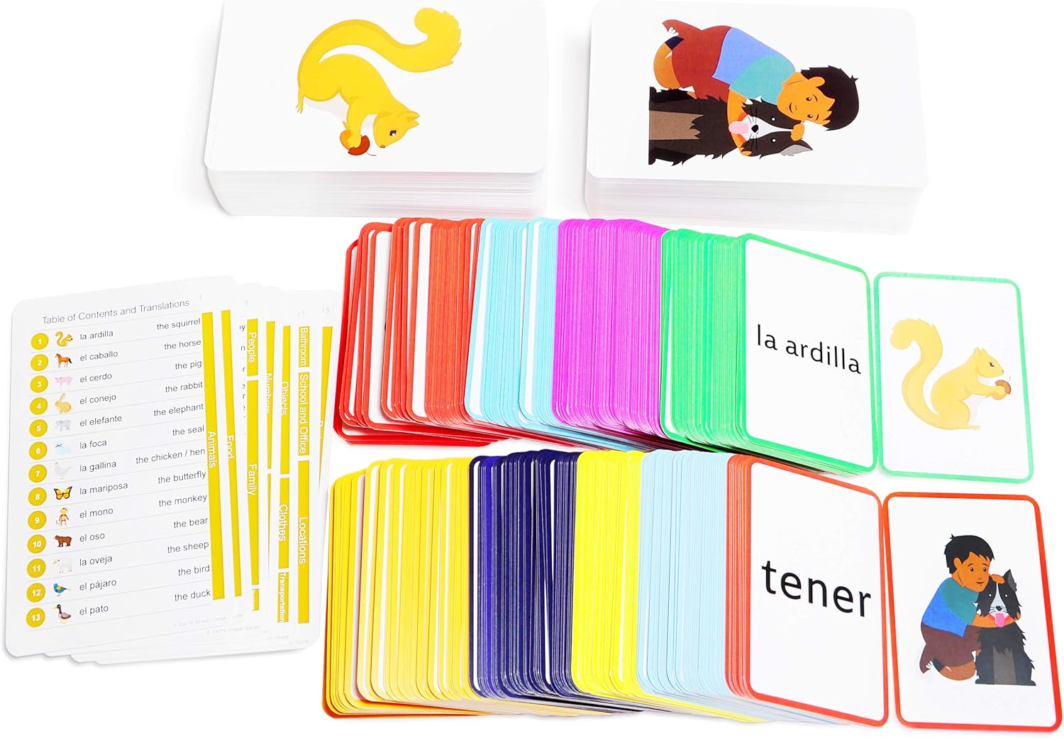 576 Spanish Concentration Picture Card Bundle Pack: 384 Spanish Memory Game Playing Cards with 192 Spanish Flash Cards