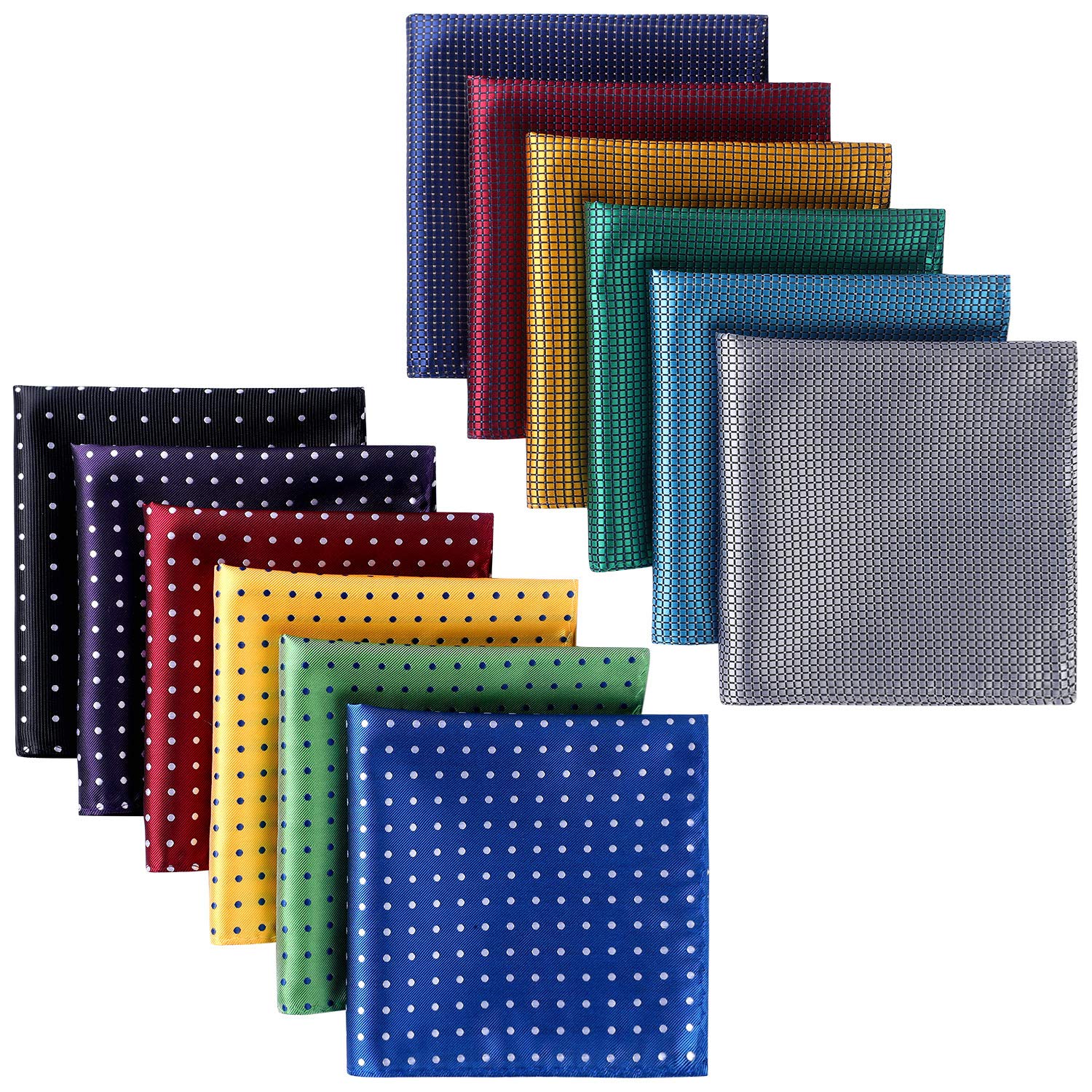 HISDERN 6 Pieces Pocket Squares for Men Assorted Woven Pocket Square Handkerchiefs Set Wedding Gift