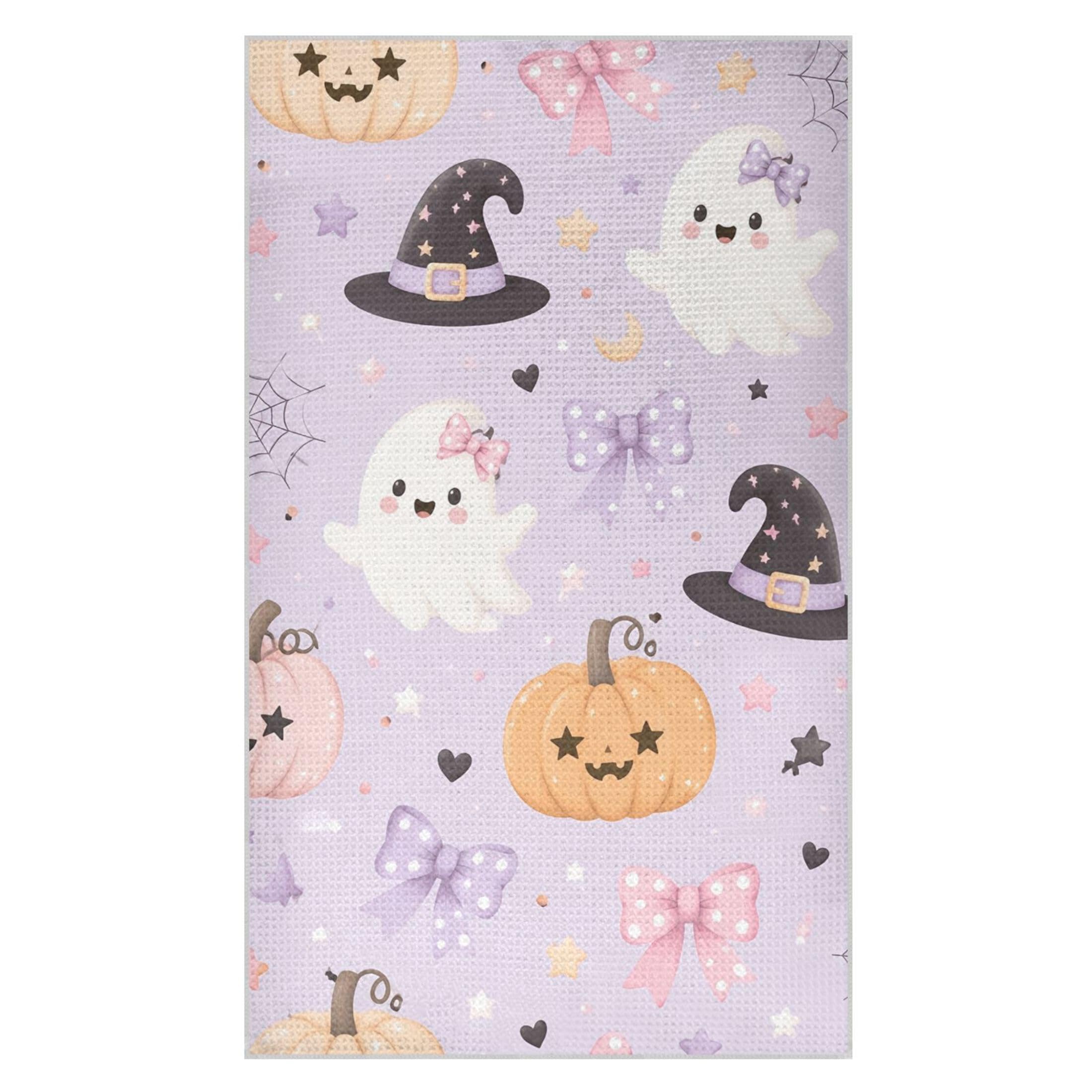 Kutsu Ghosts Waffle Weave Kitchen Towels Absorbent Quick Drying Dish Towels for Kitchen, Decorative Tea Towel, 18x30 in