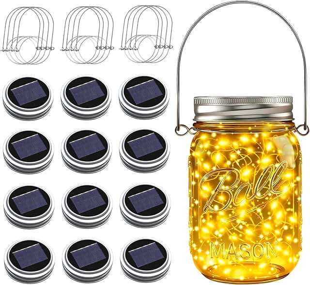 ZNYCYE Mason Jar Solar Lights for Outside, 12 Pack 30 LED Fairy Firefly ...