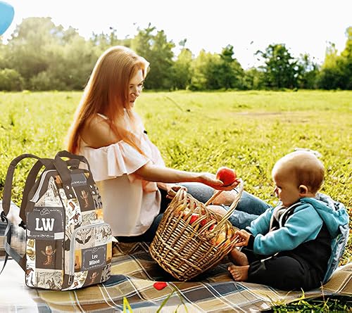 Miniatura 6 de Mochila personalizada para pañales con nombre de animales, mochila de viaje personalizada para pañal, bolsa de regalo para mamá, Diseño6, Mochilas