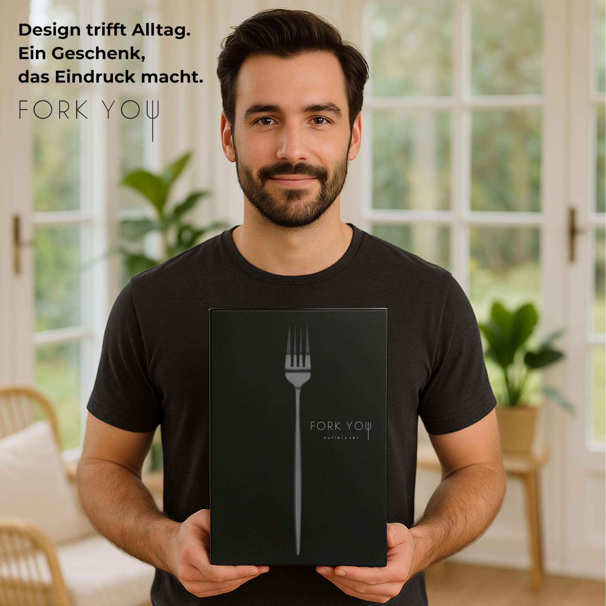 Besteck Set Schwarz Matt (16-teilig), rostfreier Edelstahl, Tafelbesteck für 4 Personen, spülmaschinenfest, Geschenk Set in hochwertiger Geschenkbox