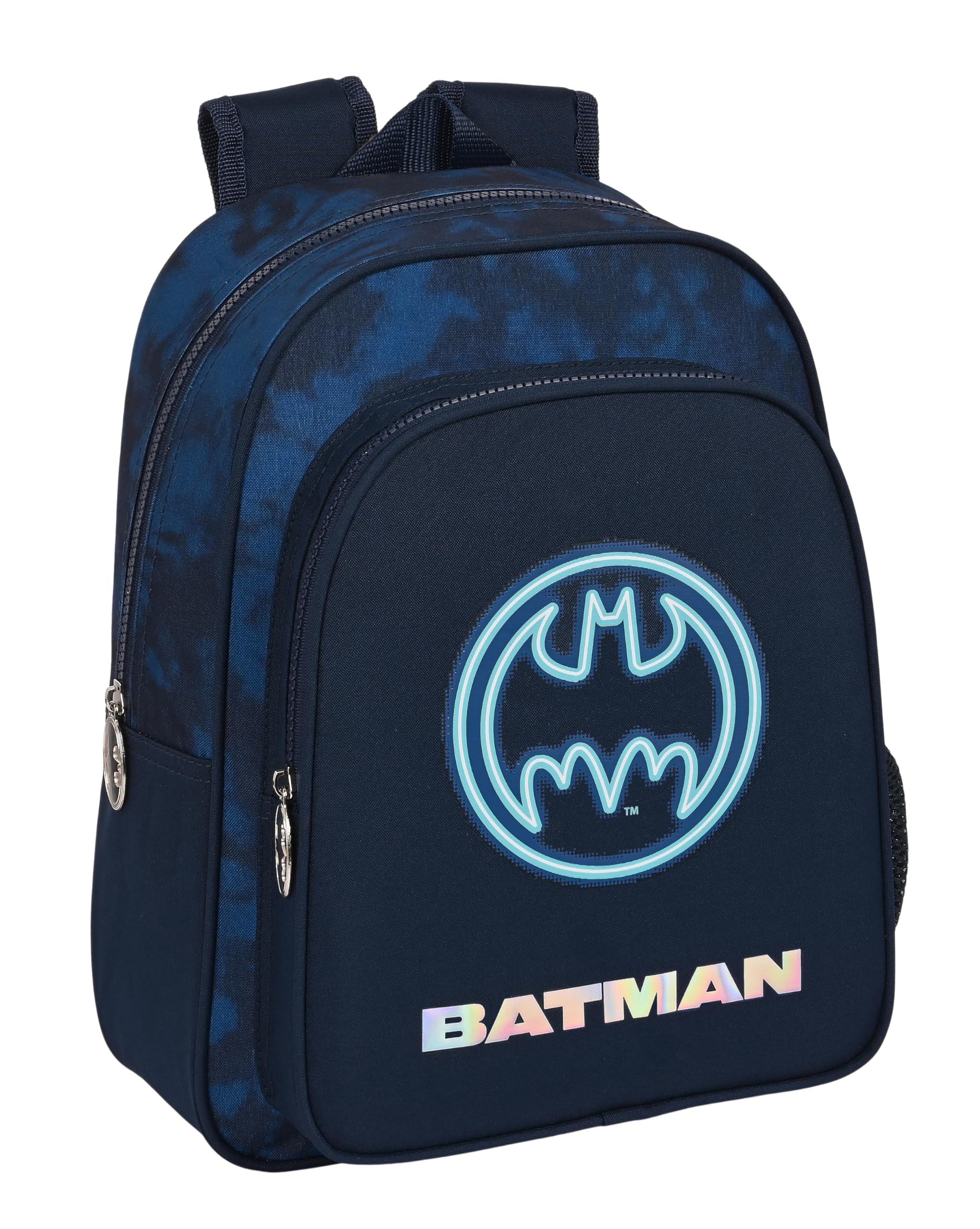 Safta BATMAN LEGENDARY - Mochila Escolar Infantil, Ideal para Niños de Diferentes Edades, Cómoda y Versátil, Calidad y Resistencia, 27x10x33 cm, Color Azul Marino