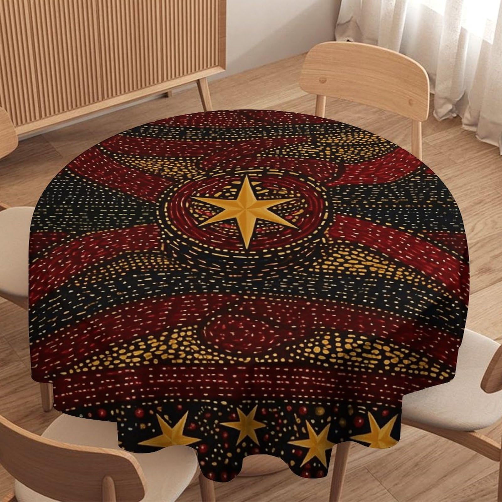 Nappe ronde lavable antitache pour simplifier la décoration de cuisine