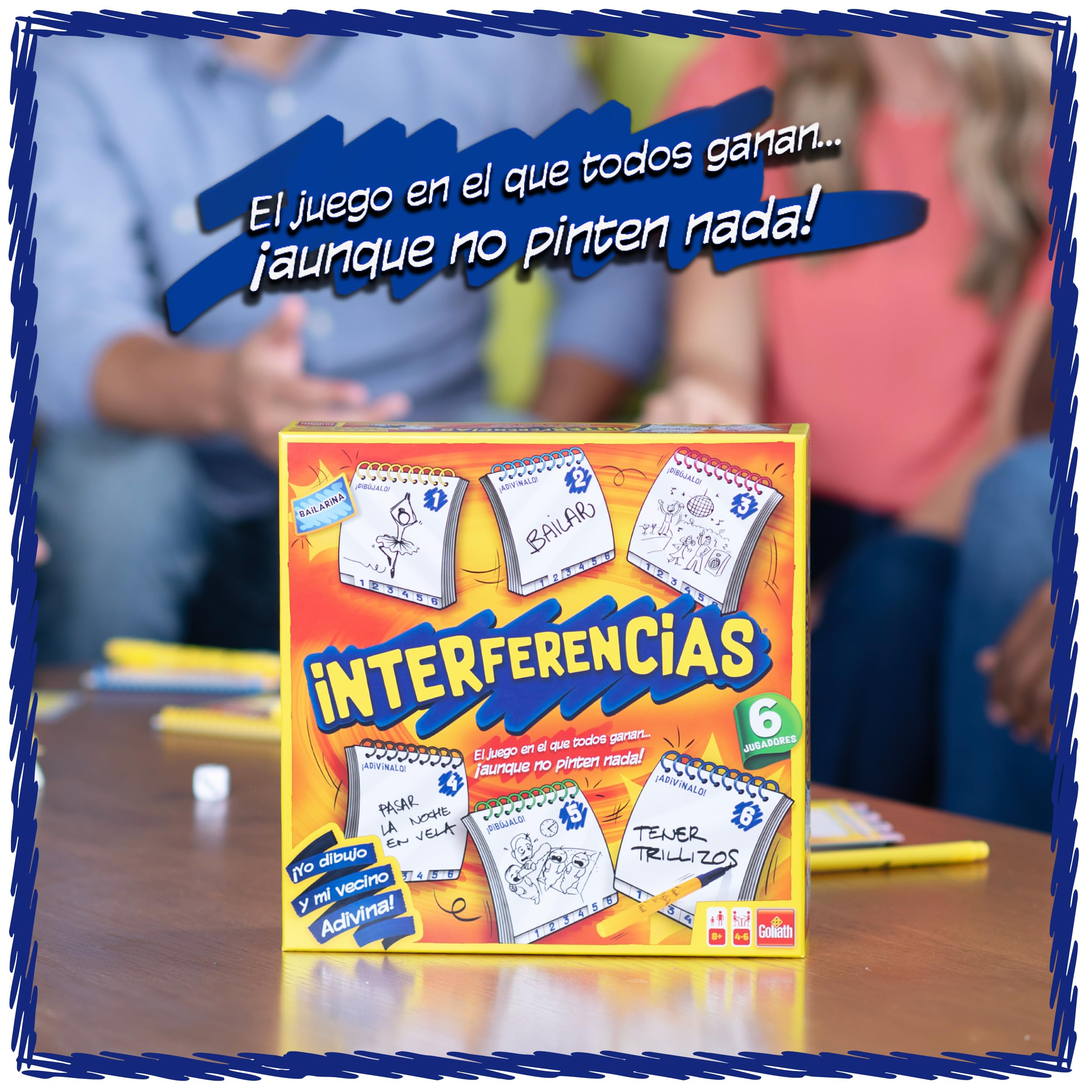 Goliath Interferencias, Juego de Mesa A Partir 8 Años, Divertido y Rápido Juego de Dibujo de 4 a 6 Jugadores, Juegos de Mesa Adulto, Dibuja y Adivina los Conceptos Dibujados