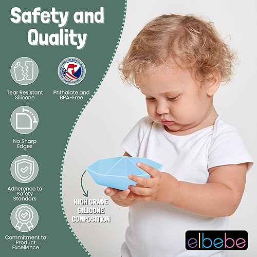 Miniatura 3 de elbebe Juguete de barco (juego de 4) - Juguetes suaves de baño para bebés, juguetes apilables de silicona, juguetes para niños pequeños, juguetes de