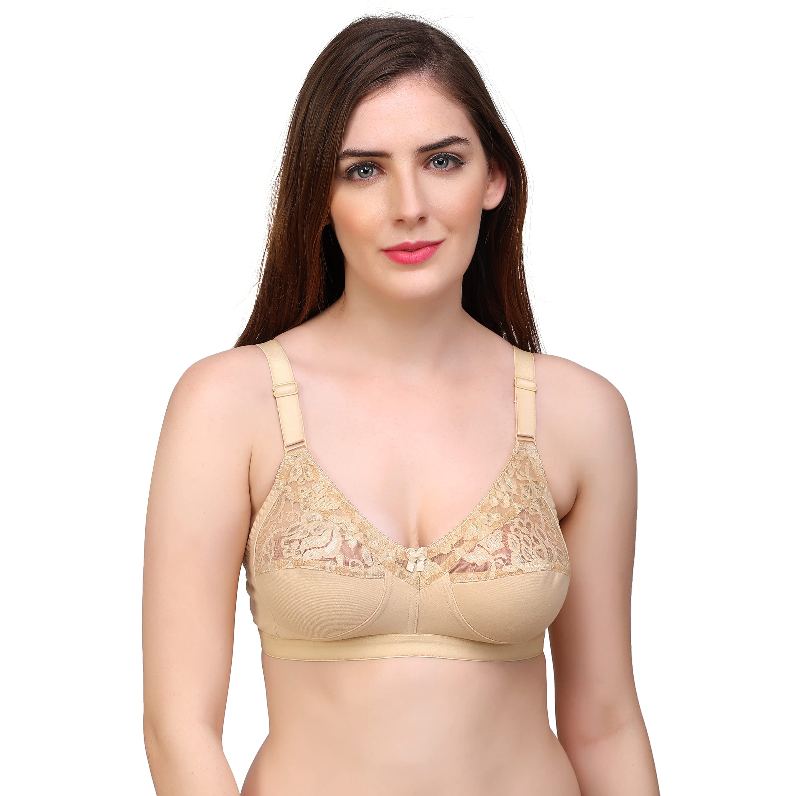 Women Full Coverage Bra Half net Non-Padded Bra-image-9