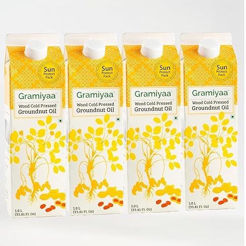 Gramiyaa Aceite de cacahuete virgen prensado en frío para cocinar  135.25 onzas líquidas (4L)  100% puro, libre de productos químicos, aceite de