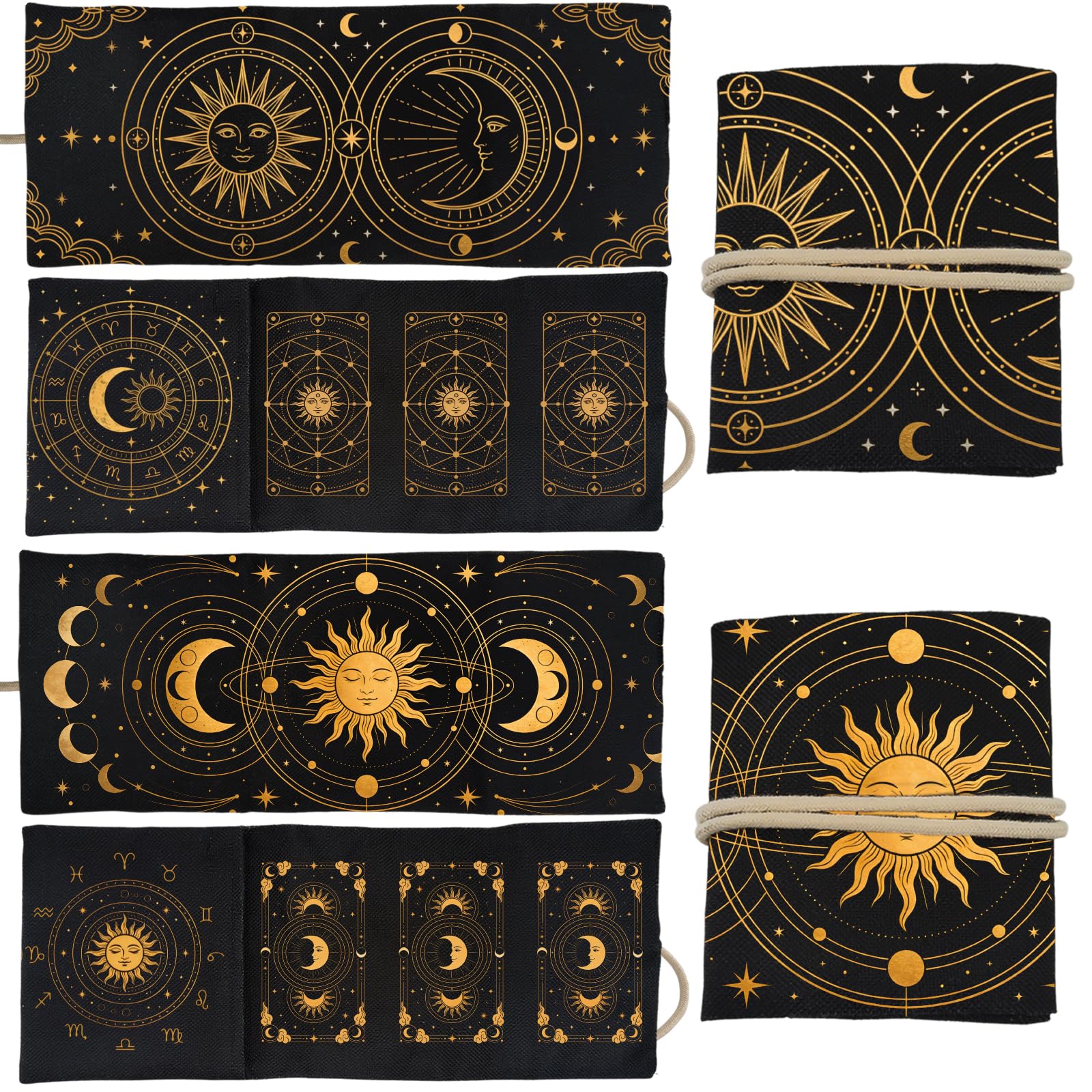 Bolsas para tarot de lona con lunas bordadas de alta resistencia 8