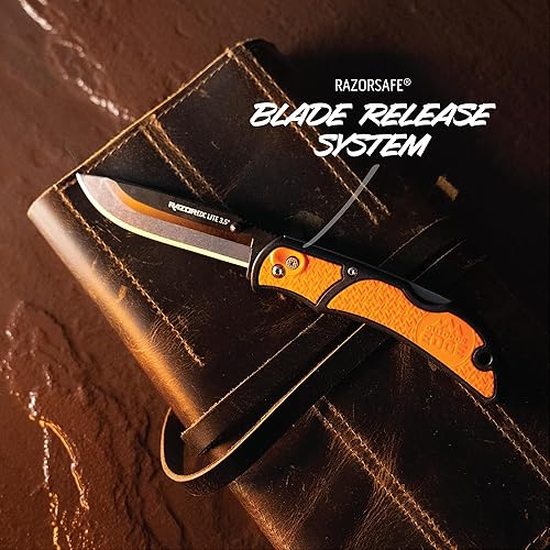 Miniatura 5 de OUTDOOR EDGE Cuchillo RazorLite EDC de 3.5 pulgadas. Cuchillo de bolsillo con cuchillas reemplazables y clip. La hoja de caza perfecta para desollar