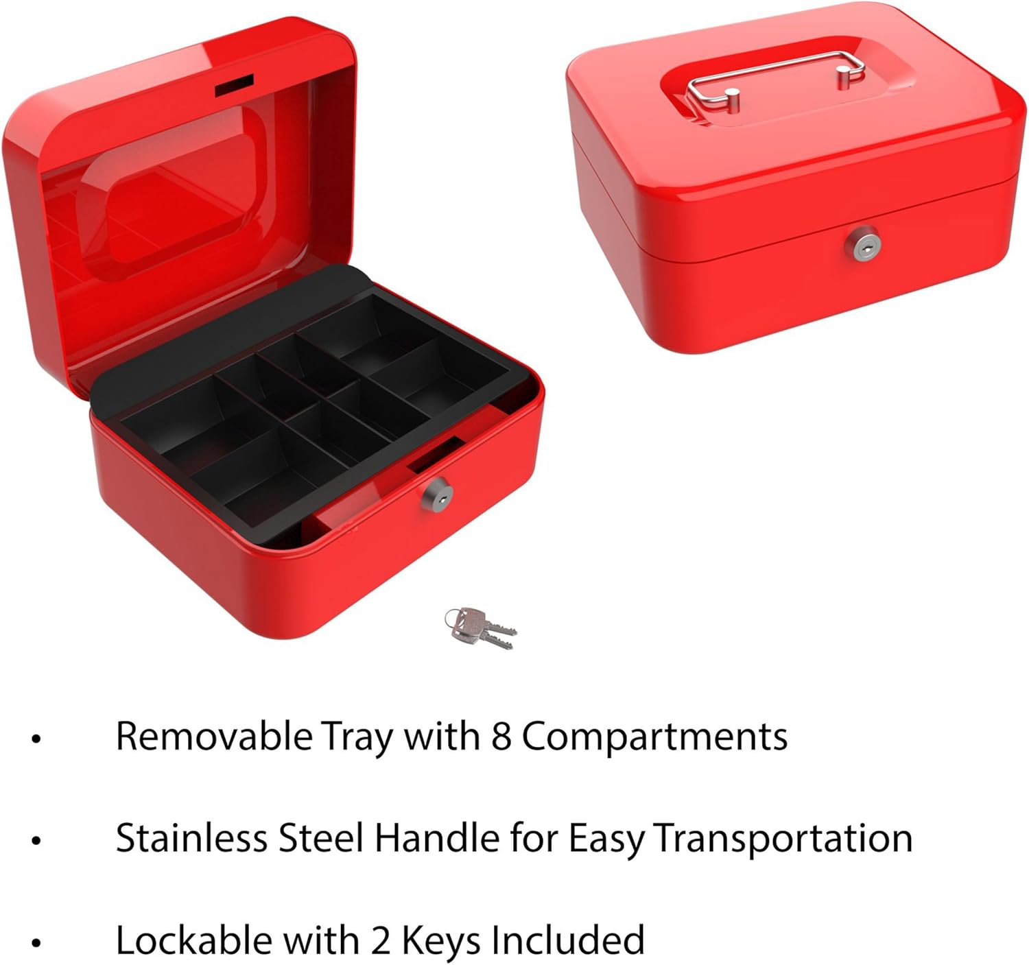 Stalwart 75-6580BLU Hawk 8-Inch Key Lock Blue Cash Box with Coin Tray : Everything Else