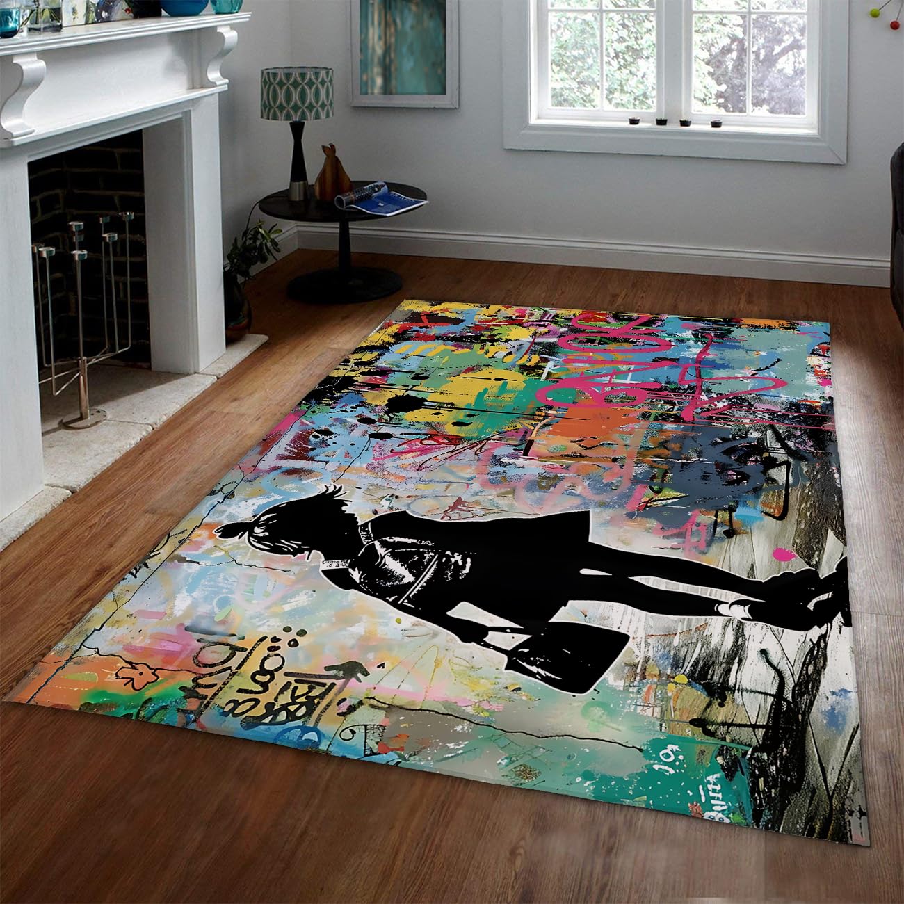 140 x 180 cm dywanik damski graffiti sztuka zmywalny antypoślizgowy