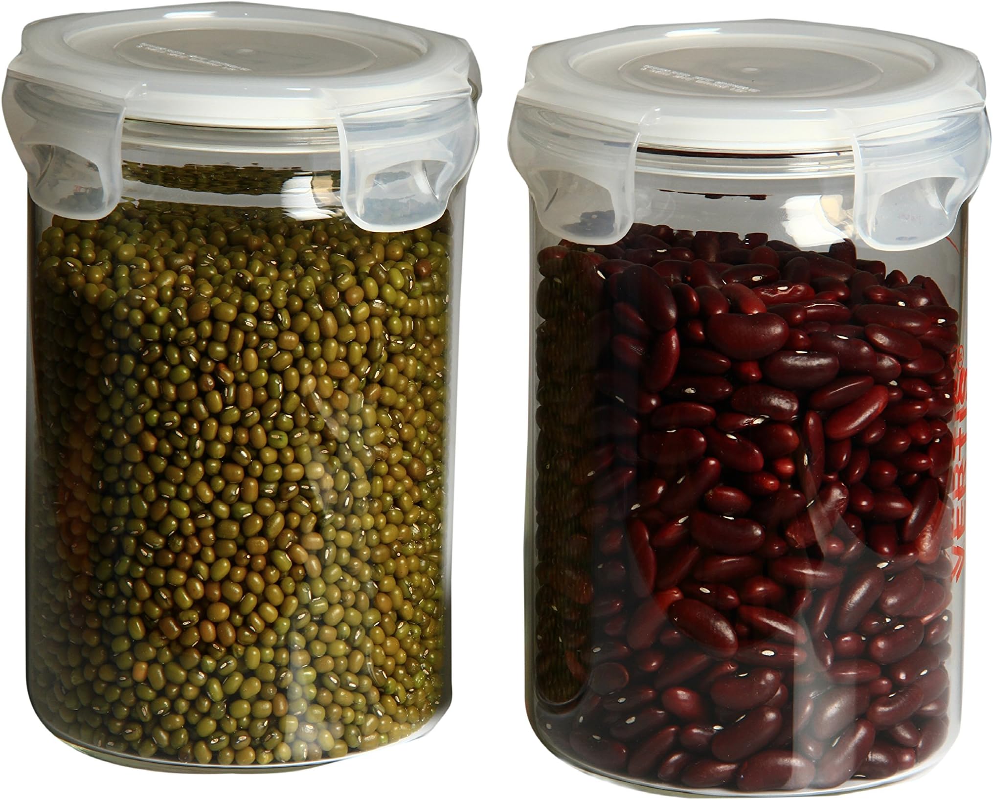 Glass Borosilicate Canisters With Quad Lock And Lid - 1000 ml, Transparent Clear