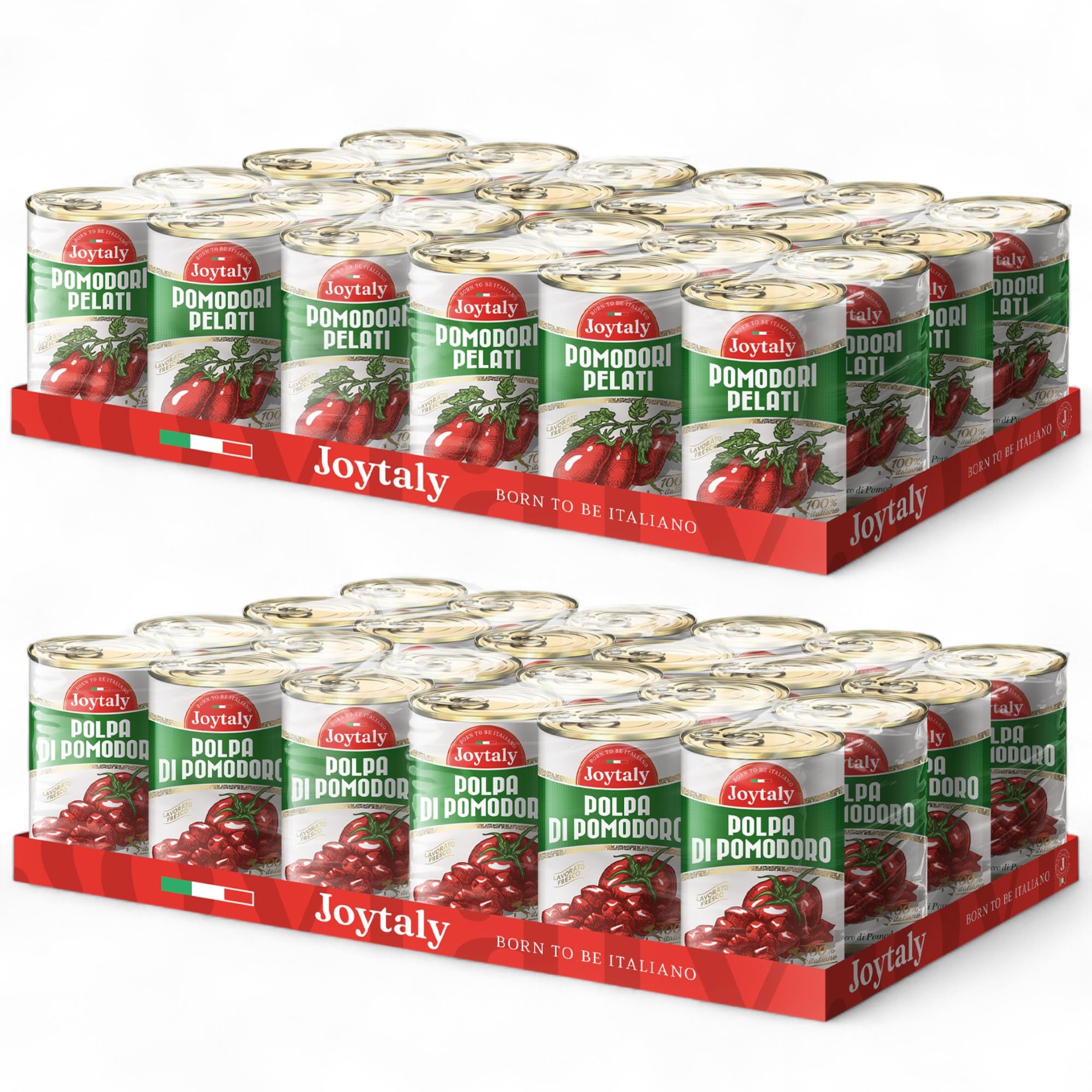24x Joytaly polpa di Pomodoro+ 24x Pelati interi, Tomatenpulpe Tomaten sauce 100% Italienisch 400g dose Italienische Exzellenz