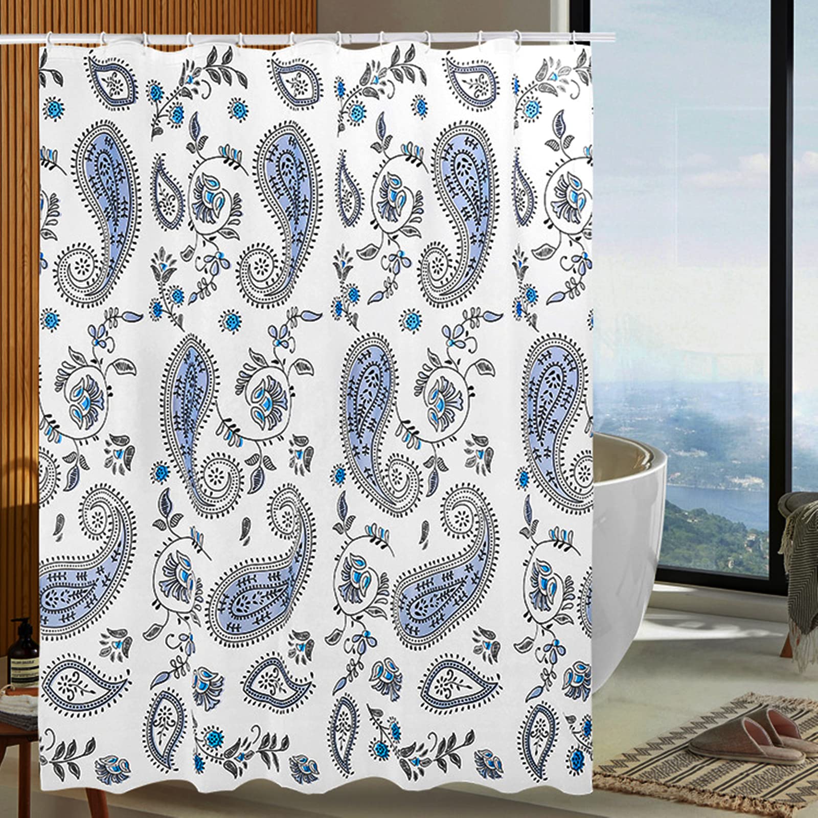 Karadrova Boho Shower Curtain Plastic Shower Curtain 72 x 72 inch Waterproof PEVA Shower Curtain Liner for Bathroom Vinyl Shower Curtain Feather Shower Curtain with 12 Hooks