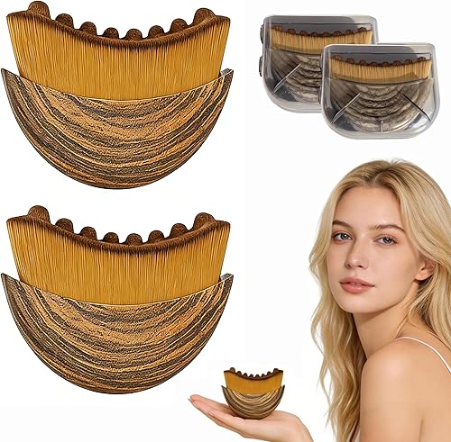 2PCS Lymphatic Contour Face Brush, Soft Facial Drainage Massager Tool for Face & Neck Lifting, Jawline Chin Sculpting, De-Puff Dry Brushing, Gua Sha Brush, Curved Ergonomic Design (Brown, 2-Pack)