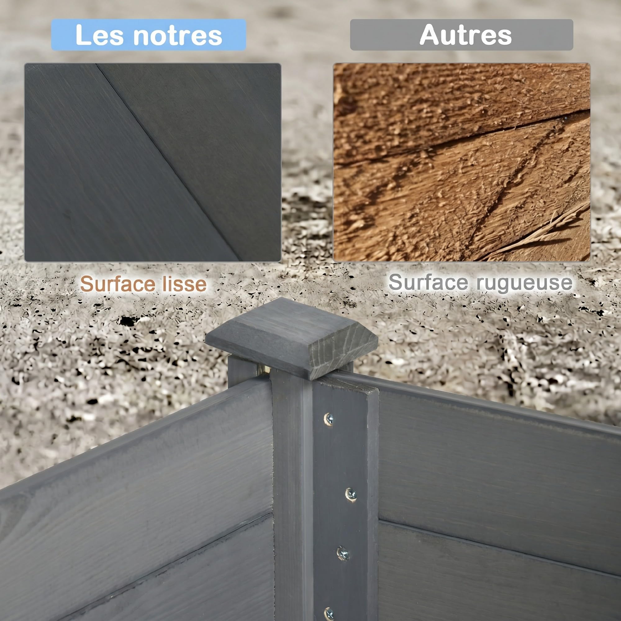 Outsunny Jardinière sur Pieds Potager avec Inserts d'Irrigation et Feutre de Drainage Inclus dim. 122L x 56l x 76H cm en Bois Massif de Sapin Gris
