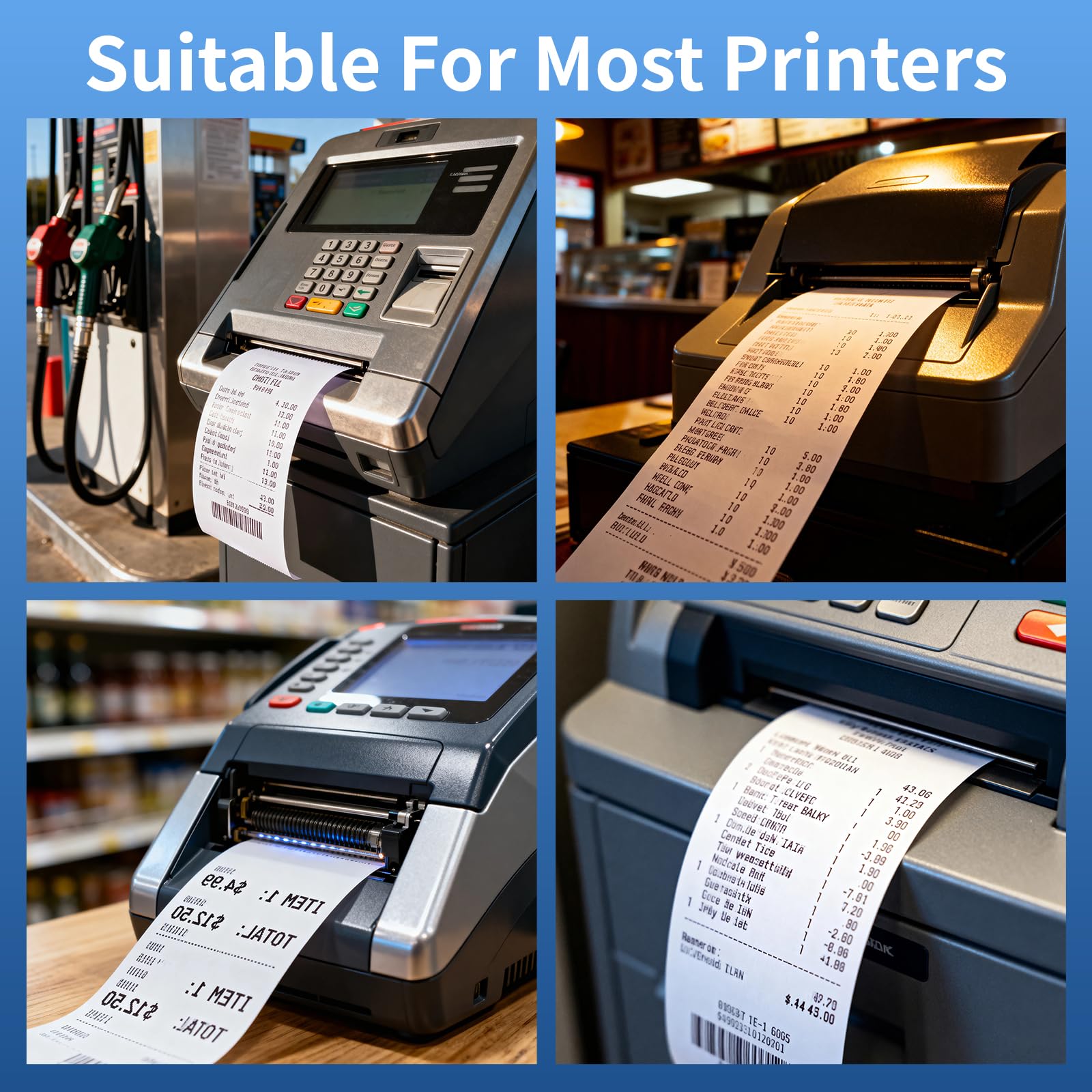 Thermo-Belegpapierrollen, BPA-frei, passend für Star Micronics Epson IBM POS-Drucker, Registrierkassen, Thermo-Kreditkarten-Quittungspapier, quadratisches Terminal-Druckerpapier, 10 Rollen