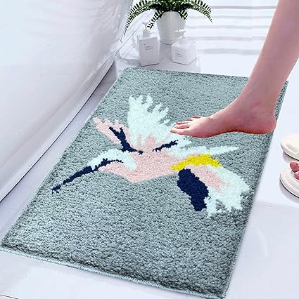 Roseate Bird Super Soft (40x60 cm) Microfibre 2000 GSM Bath Mat Super Absorbent Anti-Skid Door Mats for Home/Bathroom Mat/Bedroom/Kitchen/Floor Mat (Grey) Pack of 1