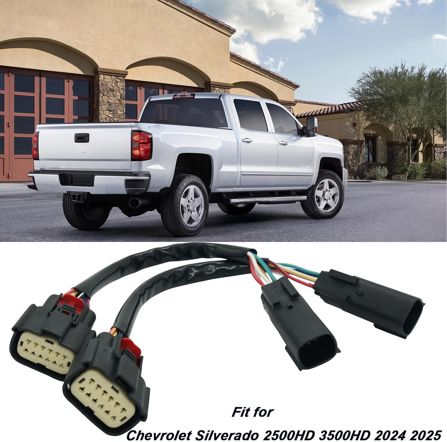 2 Pcs Halogen to LED Tail Light Lamp Wiring Conversion Harness Converter Kit Fit for Chevy Silverado 2500HD 3500HD 2024 2025 Compatible with Alpharex LUXX Series Taillights