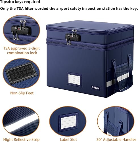Miniatura 4 de Caja de archivos DocSafe con cerradura, caja de documentos ignífuga de múltiples capas, organizador de almacenamiento de archivos plegable con