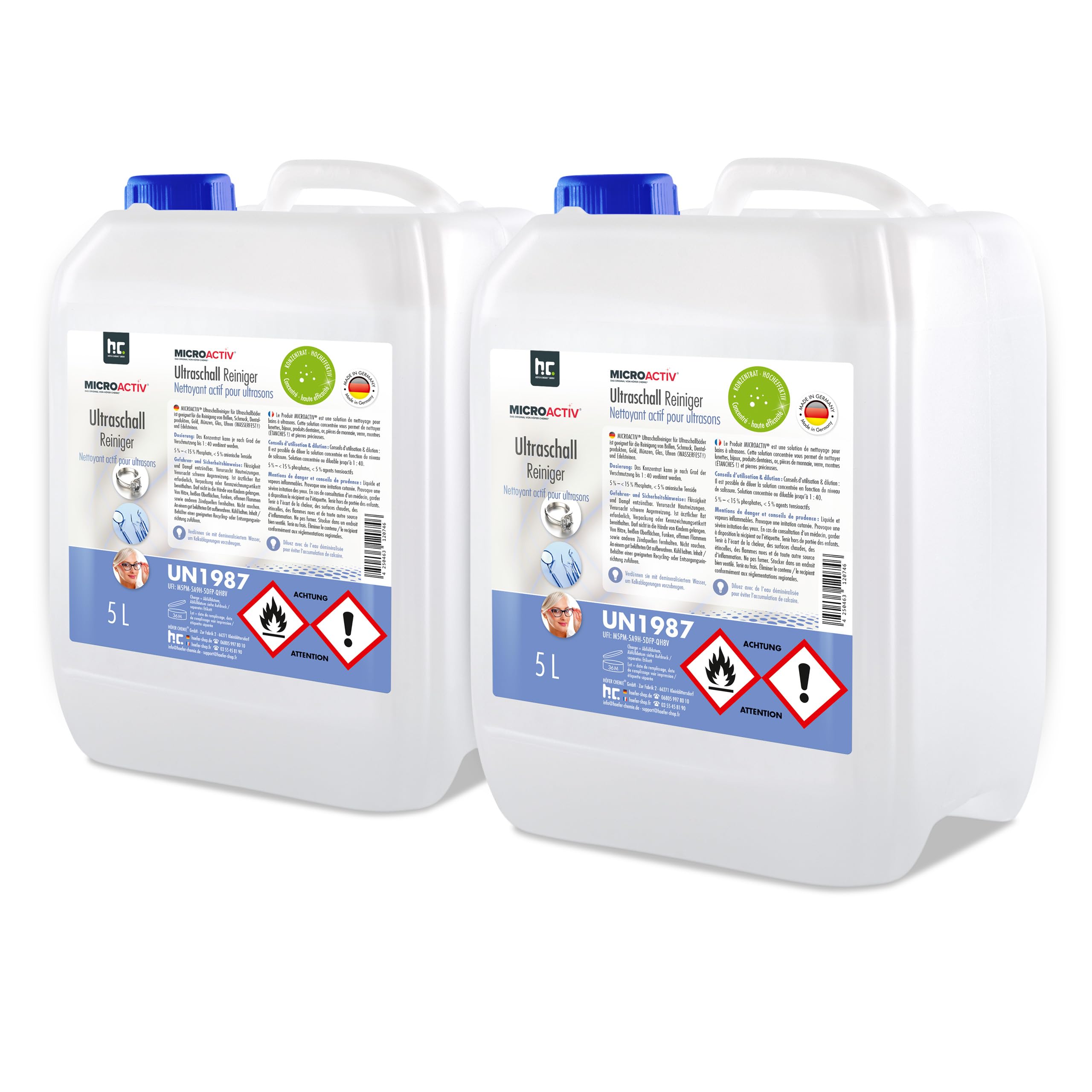 Microactiv Nettoyant Ultrason 2 x 5 L - Concentré pour Bac à Ultrasons