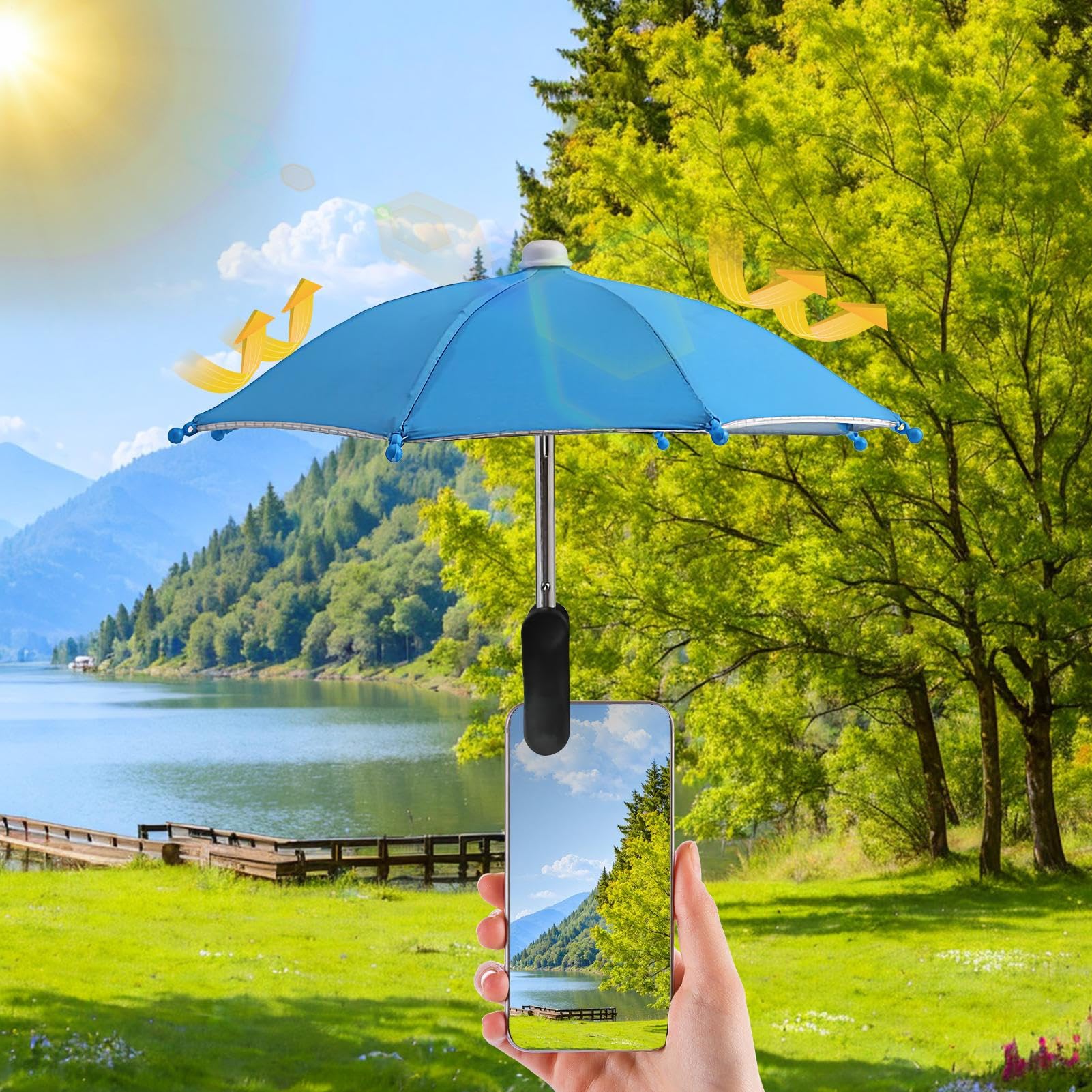 Genérico Parasol pour téléphone contre le soleil | Protection UV pour téléphone portable avec clip | Accessoires antireflets avec protection UV pour voiture, camping, plage, piscine extérieure