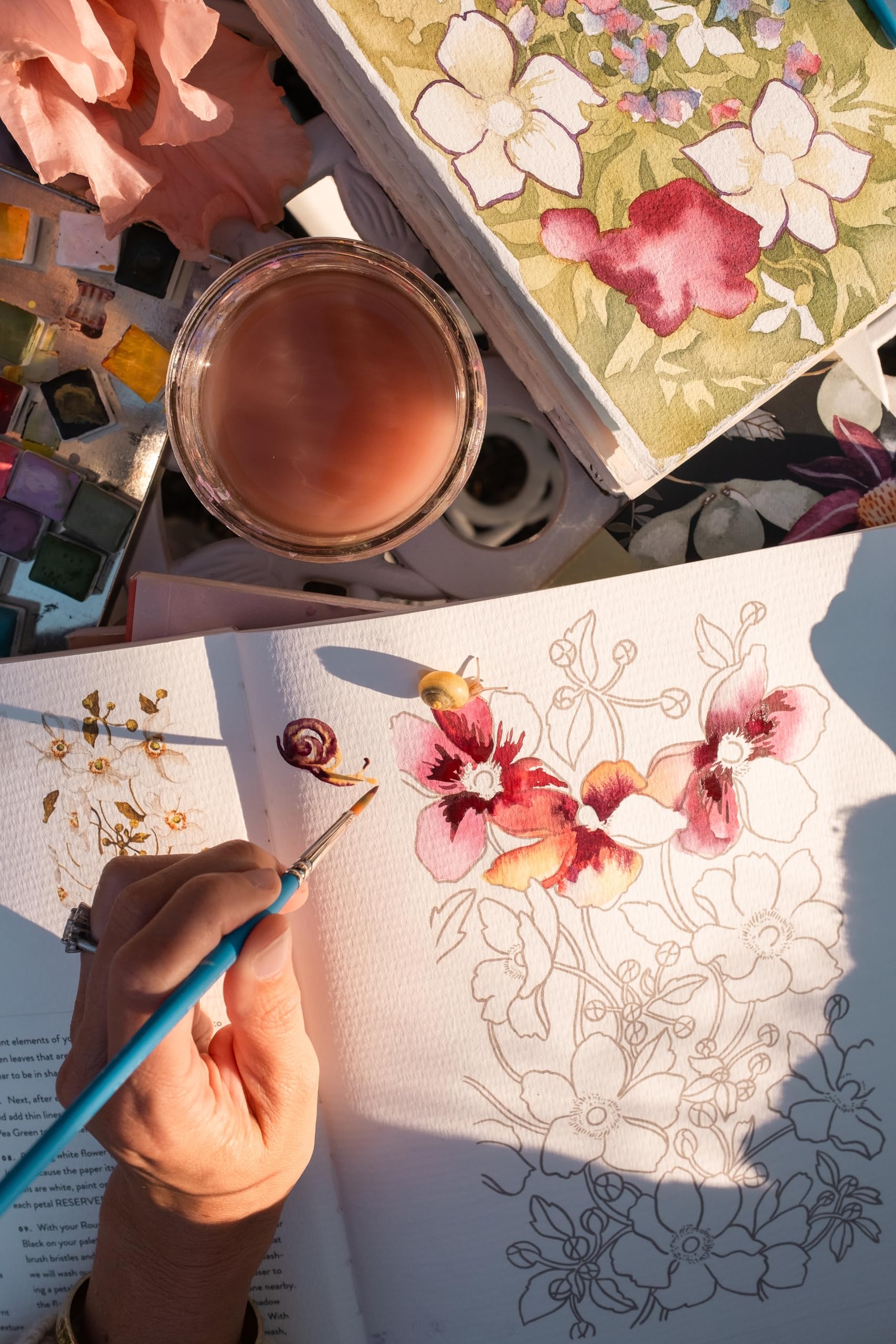 Watercolor Workbook: Café in Bloom: 25 Beginner-Friendly Projects on Premium Watercolor Paper: 3