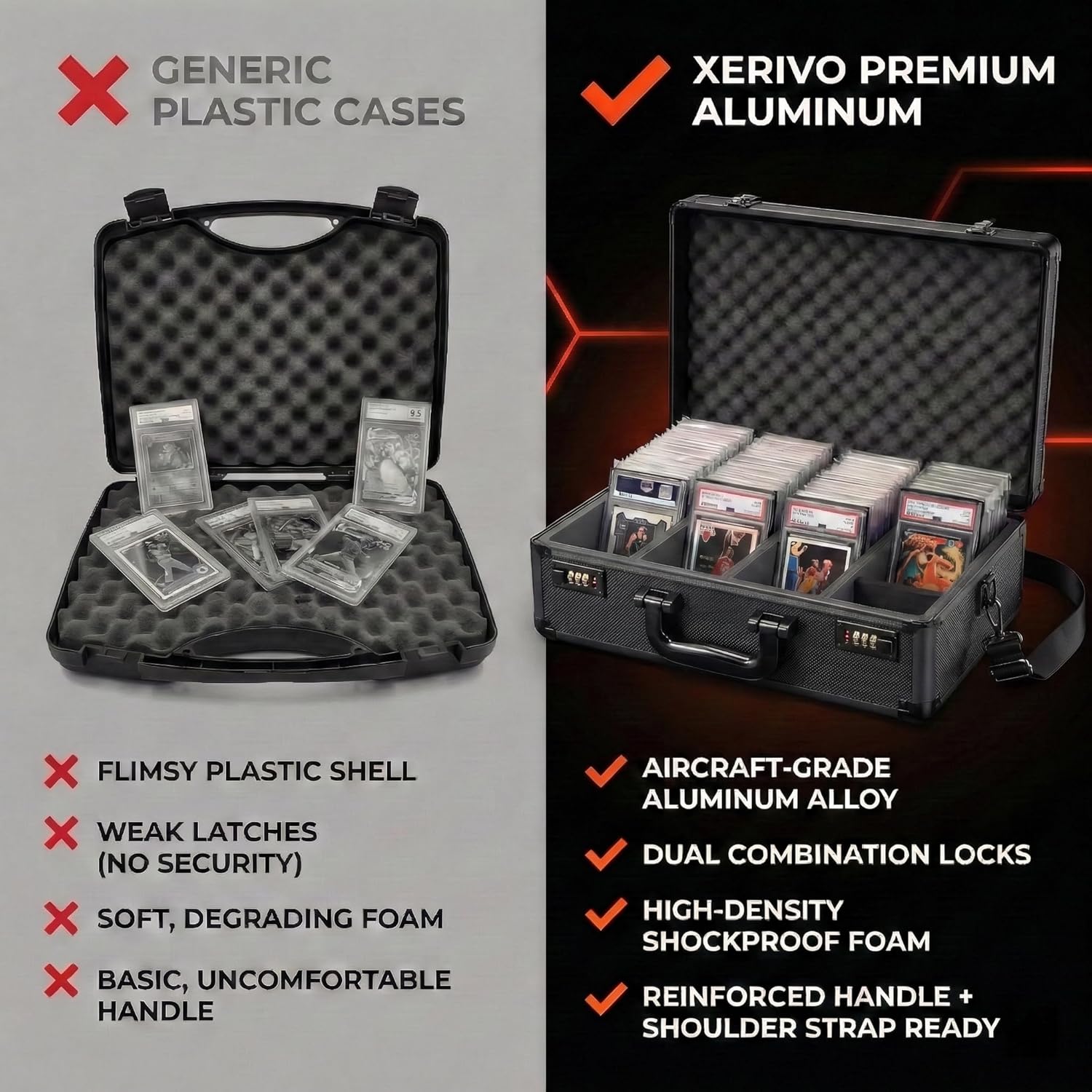 Graded Card Storage Box - Lockable PSA Slab Case for Graded Cards, Baseball and Sports Card Case, Baseball Storage Box Holds 160 Slabs or 640 Toploaders Fits BGS SGC, Fits Popular Trading Cards