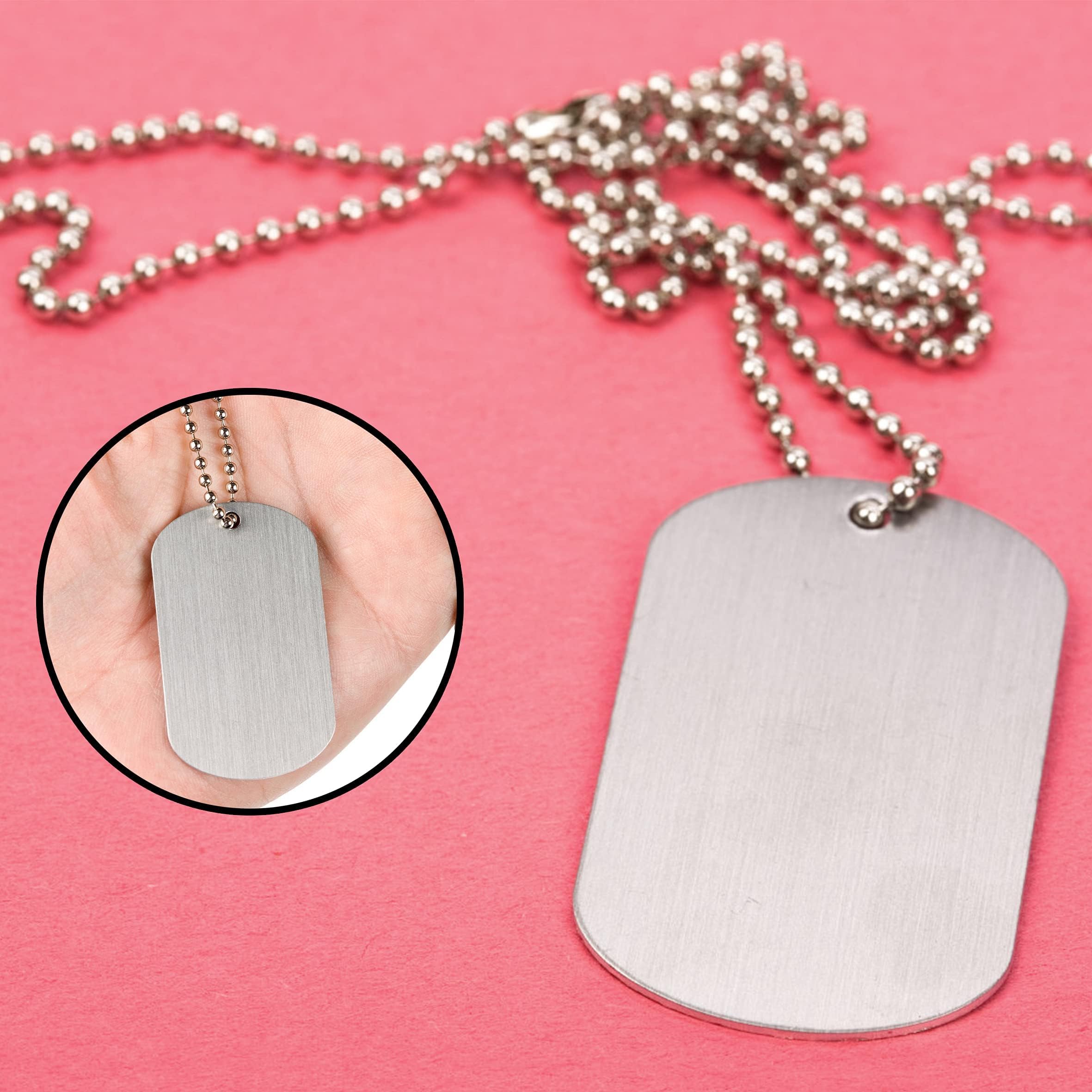 INKNOTE 30 PCS Blank Dog Tags & Chains – Shield Shape Aluminum Tags For DIY Crafting