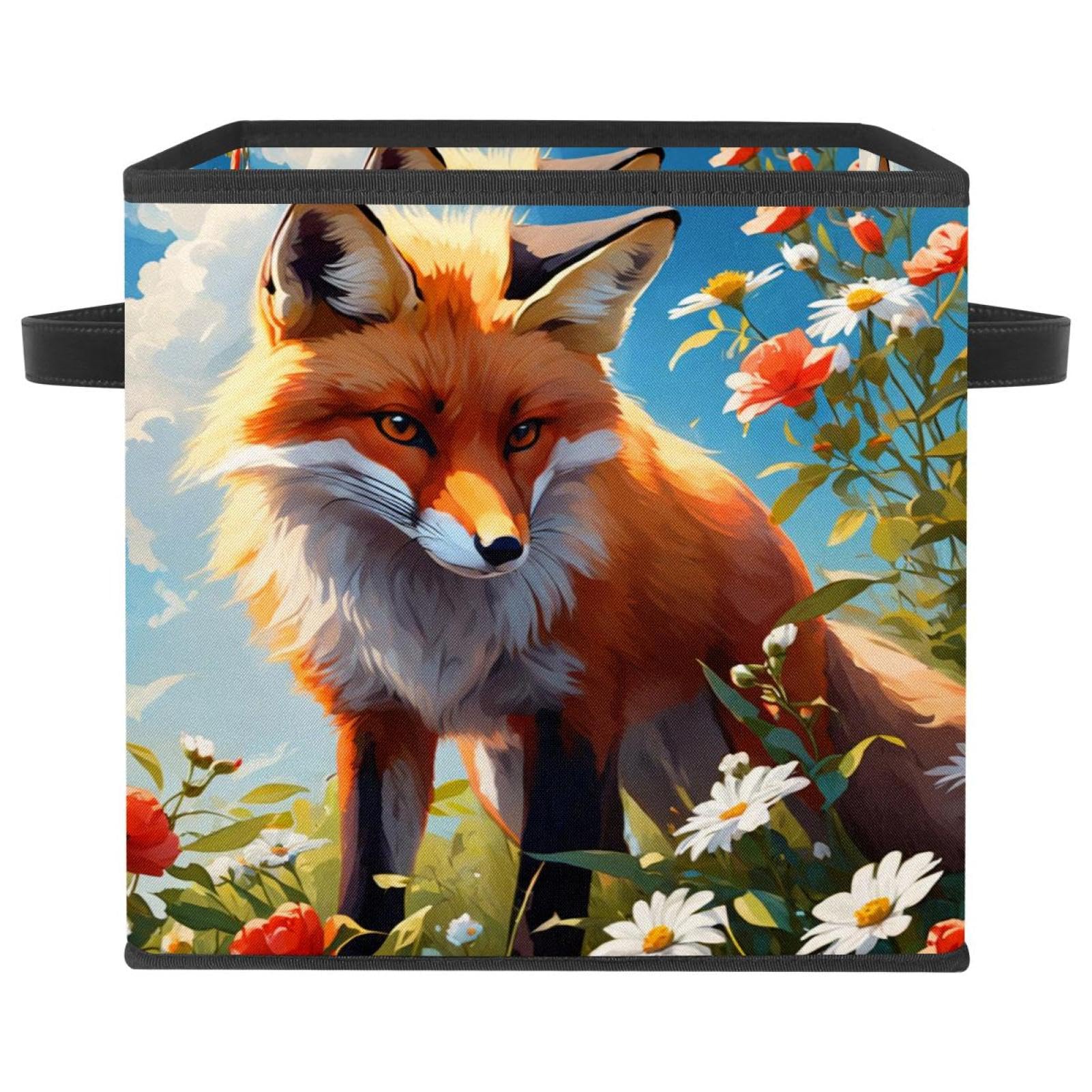Boîte de rangement pliable motif renard pour jouets linge