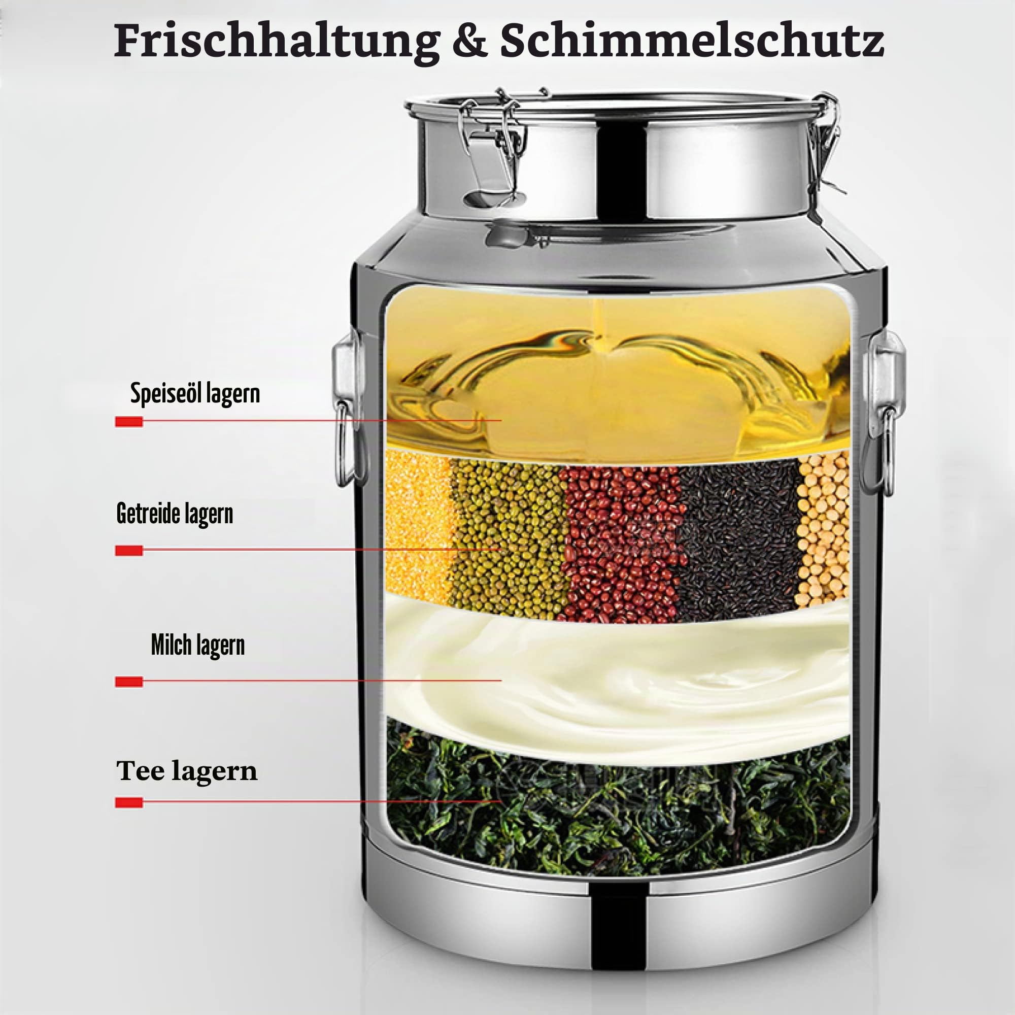 Edelstahl Dichtung Milch Transportkanne - 5L/9L/14L Milcheimer mit Wasserhahn Zapfhahn für Wasser, Wein, Tee - Flüssigkeitsbehälter Milchkanne für Haus & Bauernhof